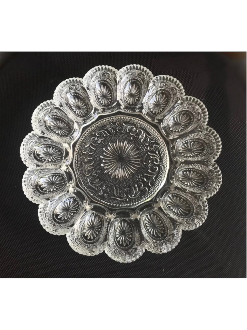 Vintage Brockway Glass "Concord" Pressed Glass 15 Deviled Egg Platter